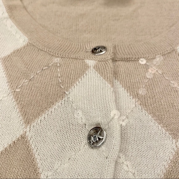 NWT Michael Kors Argyle Sequin Cardigan - Picture 3 of 6